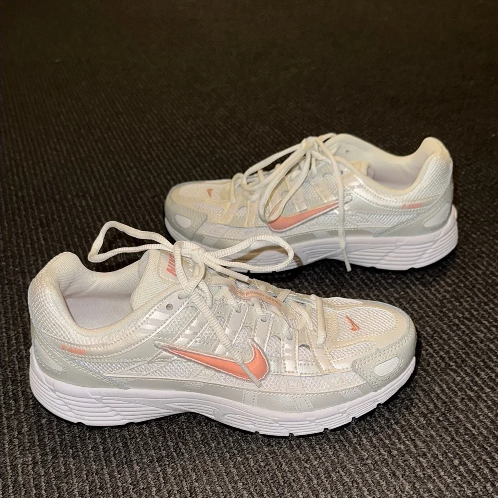 Nike Women’s Sneakers — White with Peach Swoosh